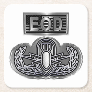 Dessous-de-verre Carré En Papier Conception spéciale "Insigne EOD et drapeau EOD"