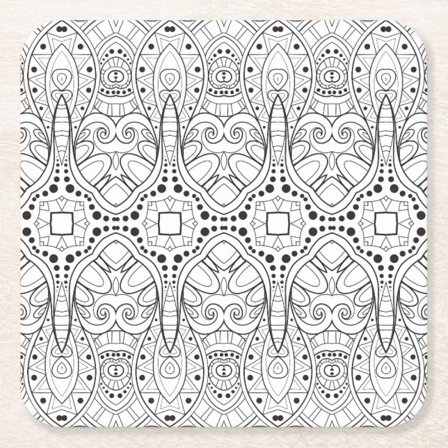 Dessous-de-verre Carré En Papier Conception tribale de Zendoodle (Devant)