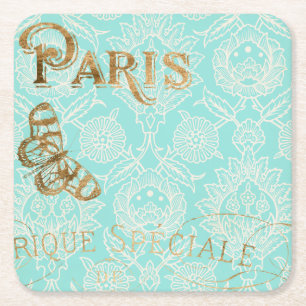 Dessous-de-verre Carré En Papier Conception vintage d'or de Paris