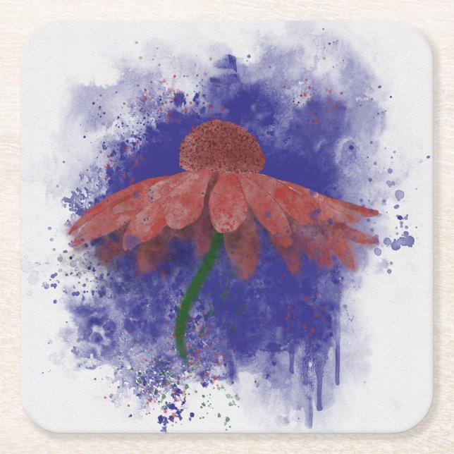 Dessous-de-verre Carré En Papier Coneflower (Devant)