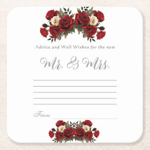 Dessous-de-verre Carré En Papier Conseils et voeux M. & Mme Red Roses