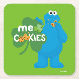 Dessous-de-verre Carré En Papier Cookie Monster   Amour shamrock