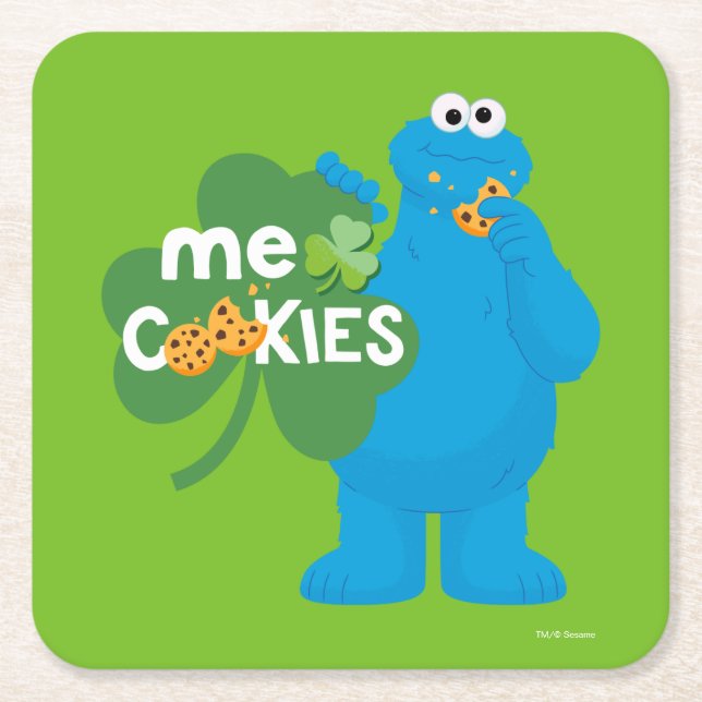 Dessous-de-verre Carré En Papier Cookie Monster | Amour shamrock (Devant)