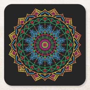 Dessous-de-verre Carré En Papier Cool et coloré Floral Mandala Motif