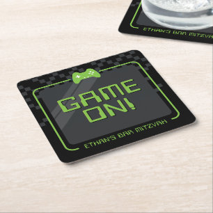 Dessous-de-verre Carré En Papier COOL MODERNE GAMER contrôleur fun noir vert