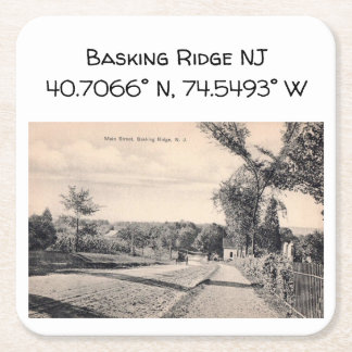 Dessous-de-verre Carré En Papier Coordonnée de la carte NJ de Basking Ridge 1906 St