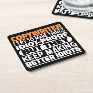 Dessous-de-verre Carré En Papier Copywriter J'Essaie De Rendre Les Choses Drôle Des