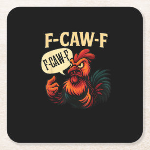 Dessous-de-verre Carré En Papier Coq furieux drôle de style rétro graphique F Caw