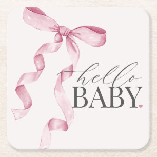 Dessous-de-verre Carré En Papier Coquette Rose Bow Girl Baby shower Décor