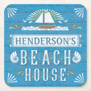 Dessous-de-verre Carré En Papier Coquillages nautiques de voilier de Chambre de