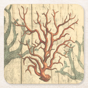 Dessous-de-verre Carré En Papier Corail en bois et petit