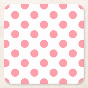 Dessous-de-verre Carré En Papier Corail et pois blancs