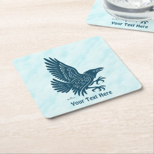 Dessous-de-verre Carré En Papier Corbeau bleu dansant