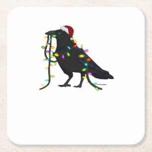 Dessous-de-verre Carré En Papier Corbeau de Noël C'est la saison
