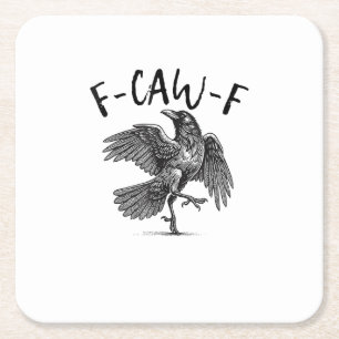 Dessous-de-verre Carré En Papier Corbeau, F-Caw-F Oiseau Drôle