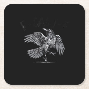 Dessous-de-verre Carré En Papier Corbeau, F-Caw-F Oiseau Drôle Lune Gothique Humour