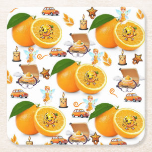Dessous-de-verre Carré En Papier Corbeilles en papier Joyeux anniversaire Oranges G