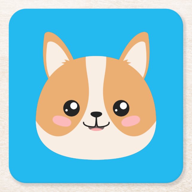 Dessous-de-verre Carré En Papier Corgi (Devant)