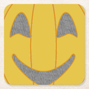 Dessous-de-verre Carré En Papier Costume Citrouille gai Design Halloween Orange