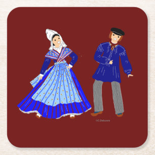Dessous-de-verre Carré En Papier Costume traditionnel de Picardie, France