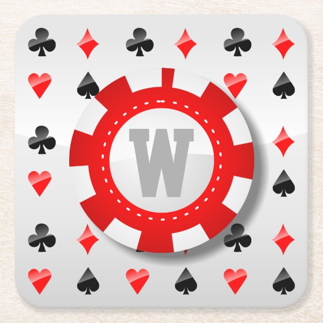 Dessous-de-verre Carré En Papier Costumes de cartes de jeu (Devant)