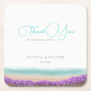 Dessous-de-verre Carré En Papier Côte d'azur en Mariage de fleurs