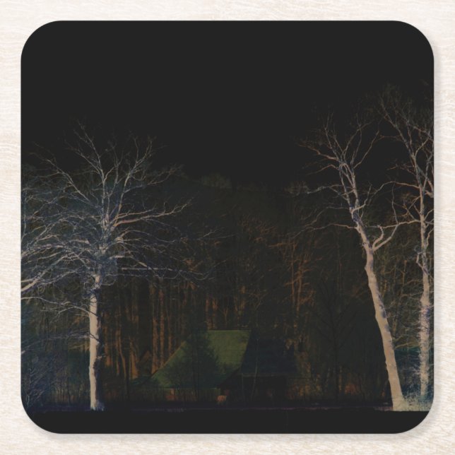 Dessous-de-verre Carré En Papier Côté foncé 4 coastercnm (Devant)