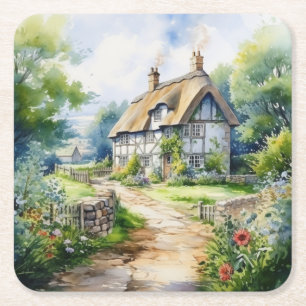 Dessous-de-verre Carré En Papier Cottage anglais