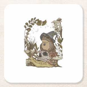 Dessous-de-verre Carré En Papier Cottagecore Champignon Botanique Sorcière Grenouil