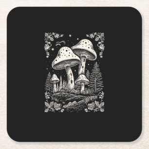 Dessous-de-verre Carré En Papier Cottagecore Esthétique Champignon Goblincore Mycol