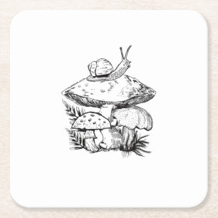 Dessous-de-verre Carré En Papier Cottagecore Goblincore Champignon Escargot