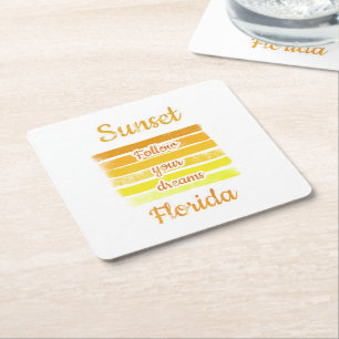 Dessous-de-verre Carré En Papier Coucher de soleil mignon en Floride  