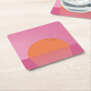 Dessous-de-verre Carré En Papier Coucher de soleil rétro