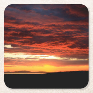 Dessous-de-verre Carré En Papier Coucher de soleil sur Islay, Écosse