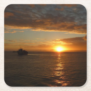 Dessous-de-verre Carré En Papier Coucher de soleil sur la mer II