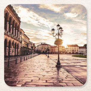 Dessous-de-verre Carré En Papier Coucher de soleil sur le carré à Padova en Italie