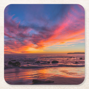 Dessous-de-verre Carré En Papier Coucher de soleil sur le Pacifique depuis Coronado