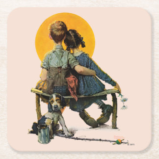 Dessous-de-verre Carré En Papier Coucher du soleil