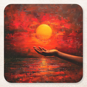Dessous-de-verre Carré En Papier Coucher du soleil