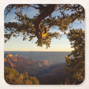 Dessous-de-verre Carré En Papier Coucher du soleil au-dessus de canyon grand