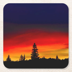Dessous-de-verre Carré En Papier Coucher du soleil de Yellowstone