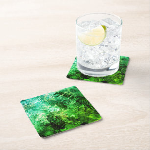 Dessous-de-verre Carré En Papier Couches de cristaux verts