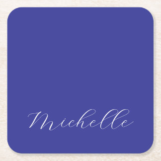 Dessous-de-verre Carré En Papier Couleur Bleu Profond Calligraphie Moderne Simple e