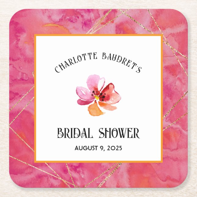 Dessous-de-verre Carré En Papier Couleur chaude moderne (Devant)