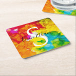 Dessous-de-verre Carré En Papier Couleur d'affichage Bat mitzvah de la barre BM<br><div class="desc">Dessous de verre en papier Bar Mitzvah ou Bat mitzvah "A Splash of Color". Personnalisez en supprimant du texte et en le remplaçant par le vôtre. Choisissez votre style de police, votre couleur et votre taille préférés. L'élément design peut également être transféré vers d'autres produits Zazzle ! Merci de vous...</div>