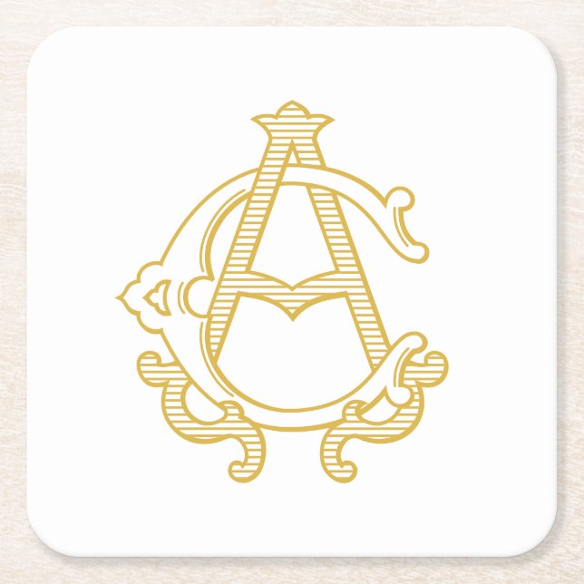 Dessous-de-verre Carré En Papier COULEUR MODIFIÉE AC Monogramme CA Dessous de verre (Devant)