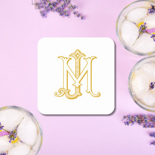Dessous-de-verre Carré En Papier COULEUR MODIFIÉE JM Monogramme MJ Monogramme Desso