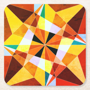Dessous-de-verre Carré En Papier Couleurs Chaudes Formes Géométriques Angulaires Fr