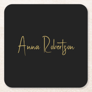 Dessous-de-verre Carré En Papier Couleurs d'or Noir Calligraphie professionnelle te