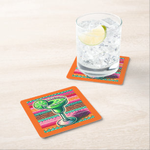Dessous-de-verre Carré En Papier Couleurs Fête Mexicaine Margarita Faveurs de Fête